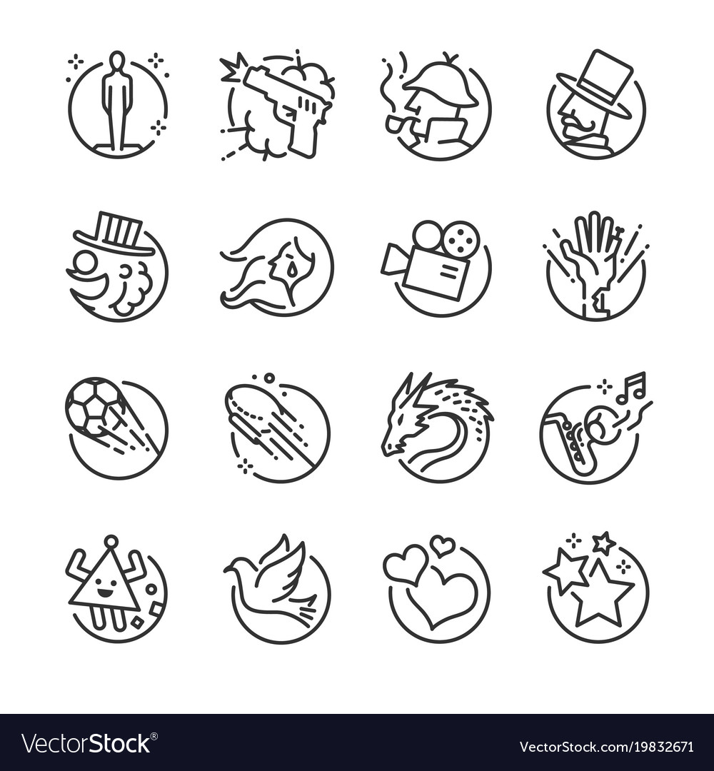 Movie Genres Icon Set Royalty Free Vector Image