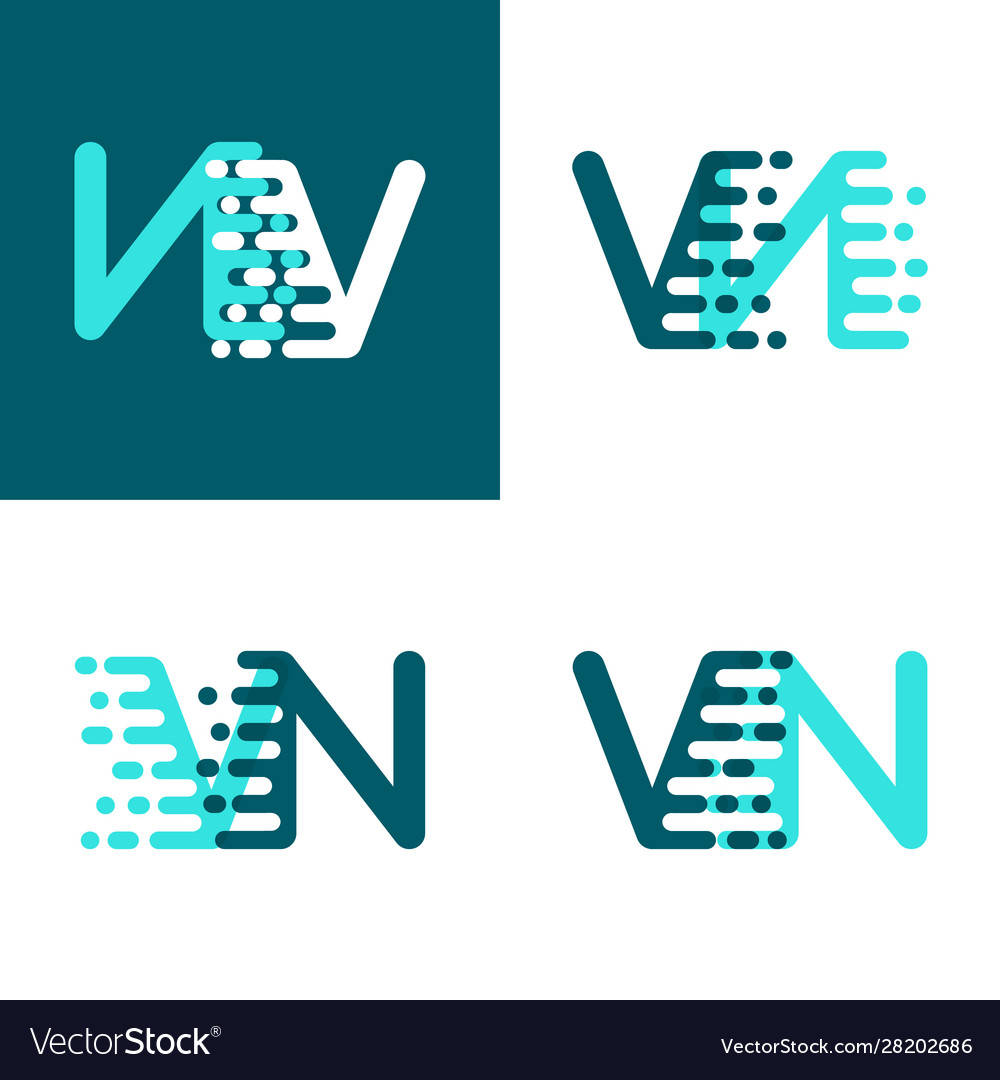 Vn Letters Logo With Accent Speed Green And Blue Vector Image