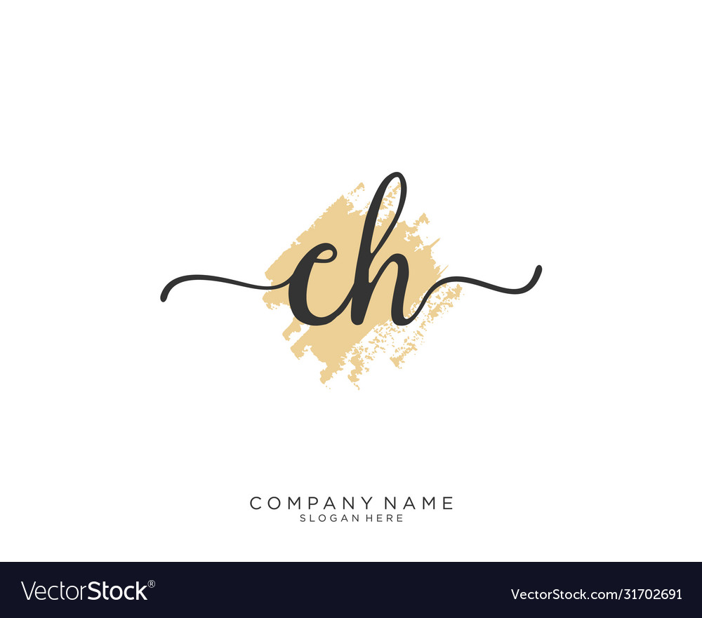 Ch Initial Handwriting Logo Design Royalty Free Vector Image