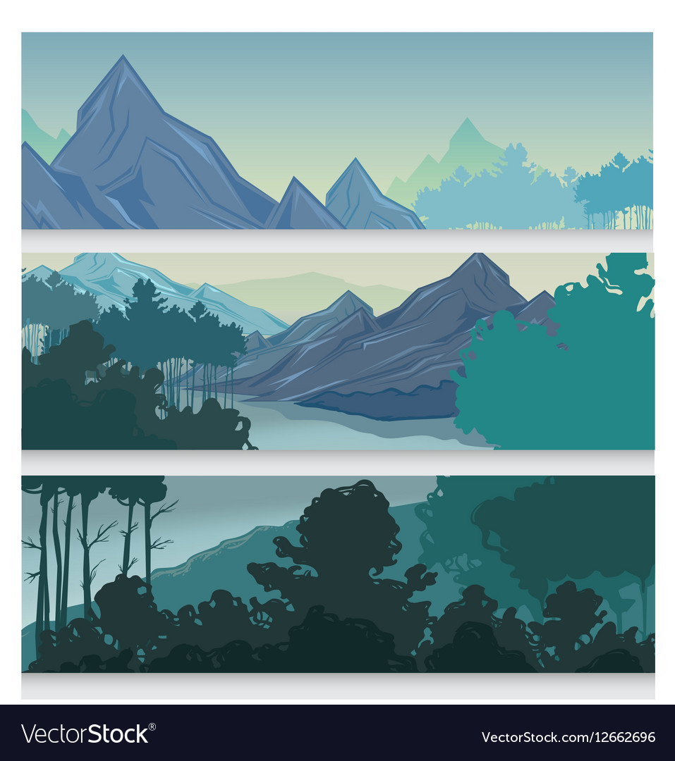 Picturesque Landscape Horizontal Banners Vector Image