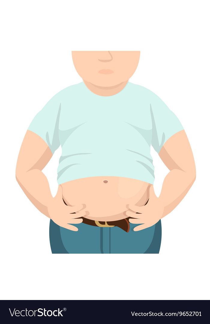 Abdomen Fat Overweight Man With A Big Belly Vector Image