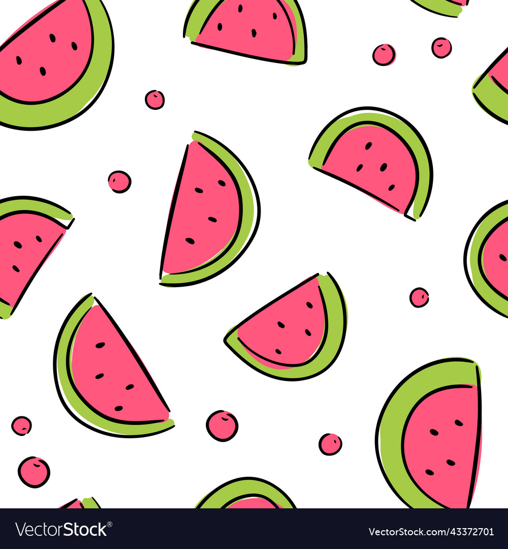 Pattern Watermelon Bright With Contour Royalty Free Vector