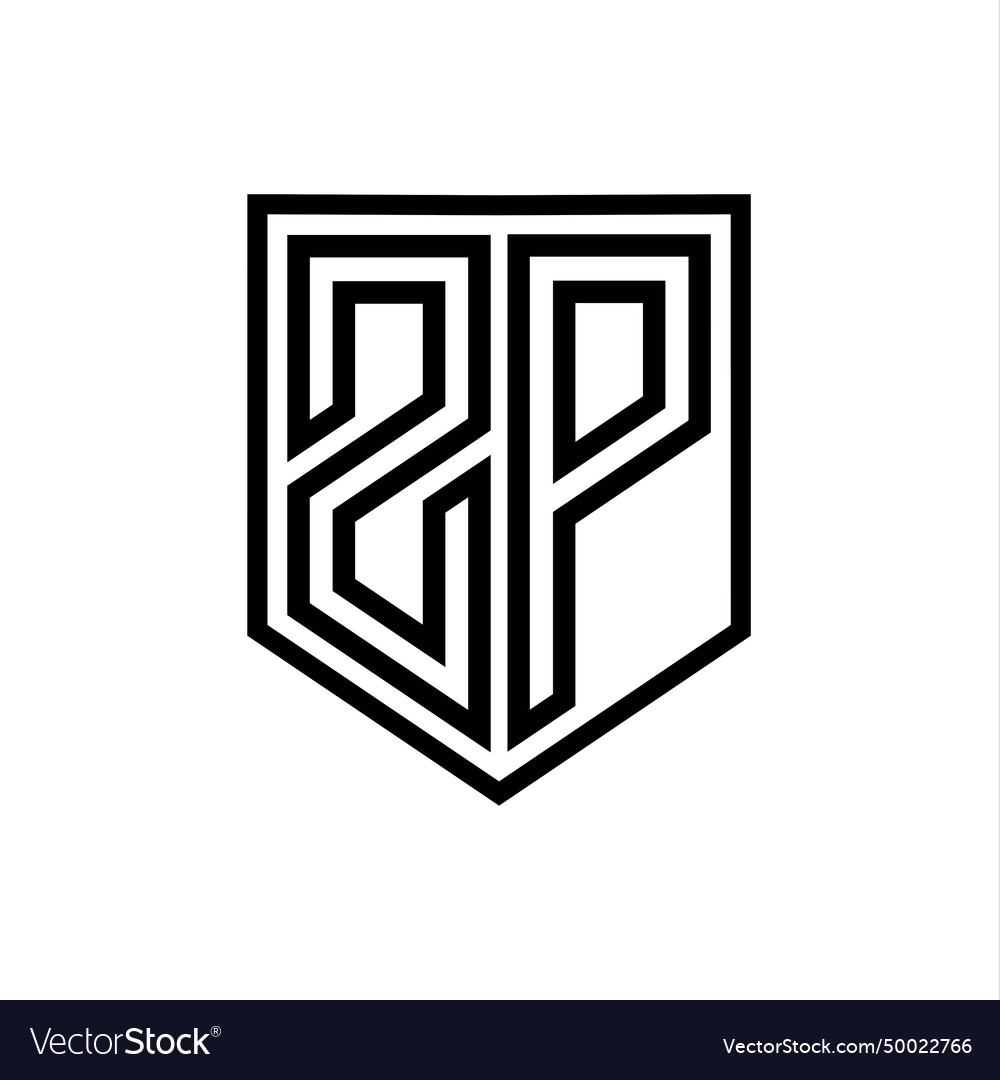 Zp Letter Logo Monogram Shield Geometric Line Vector Image