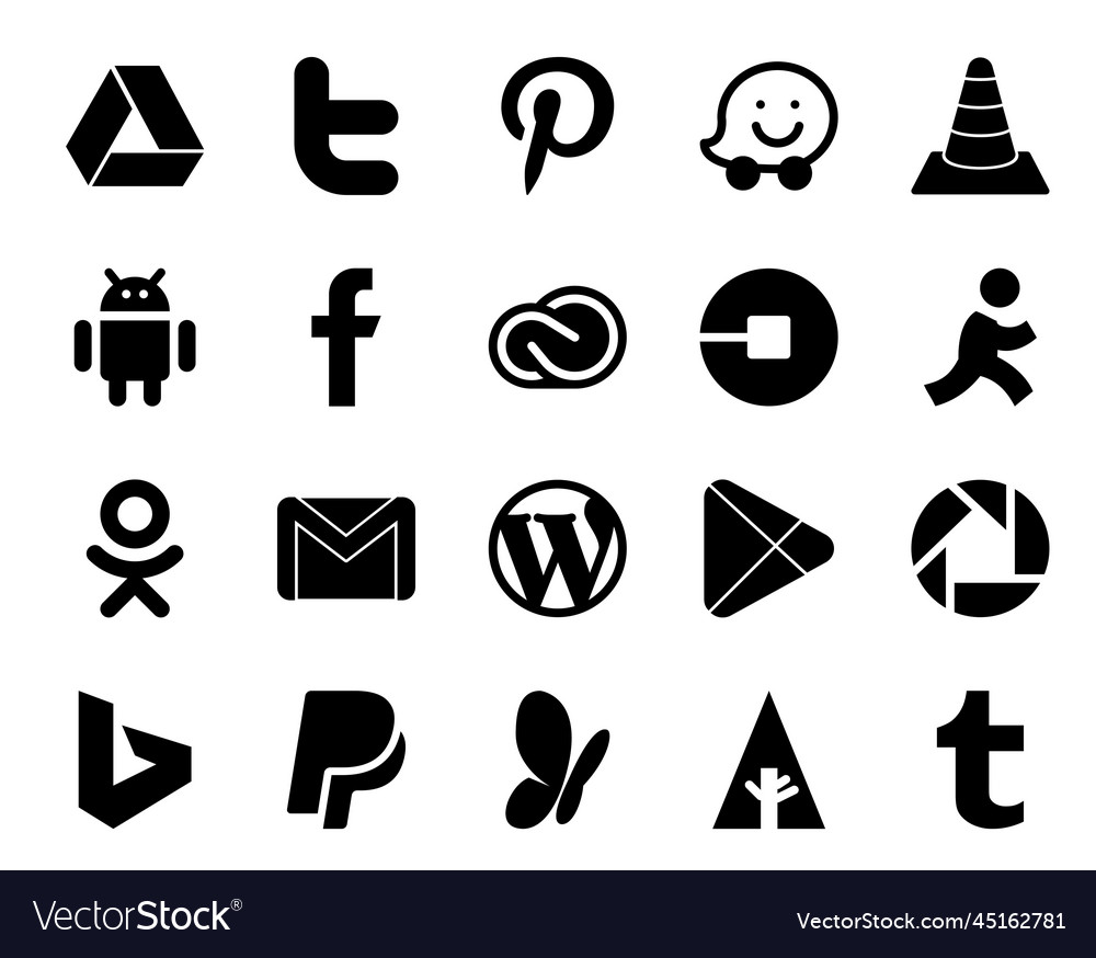 20 Social Media Icon Pack Including Odnoklassniki Vector Image