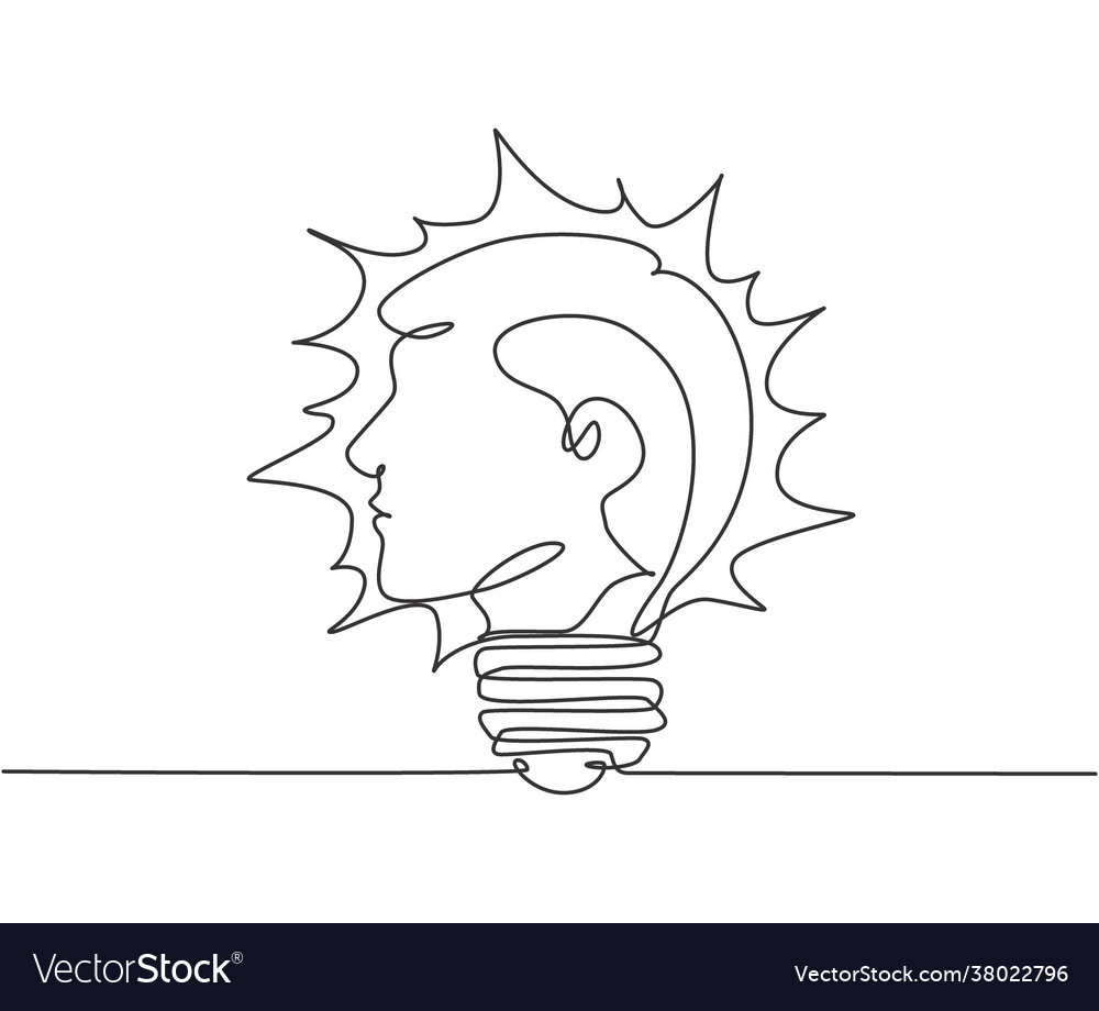 One Continuous Line Drawing Human Head From Vector Image