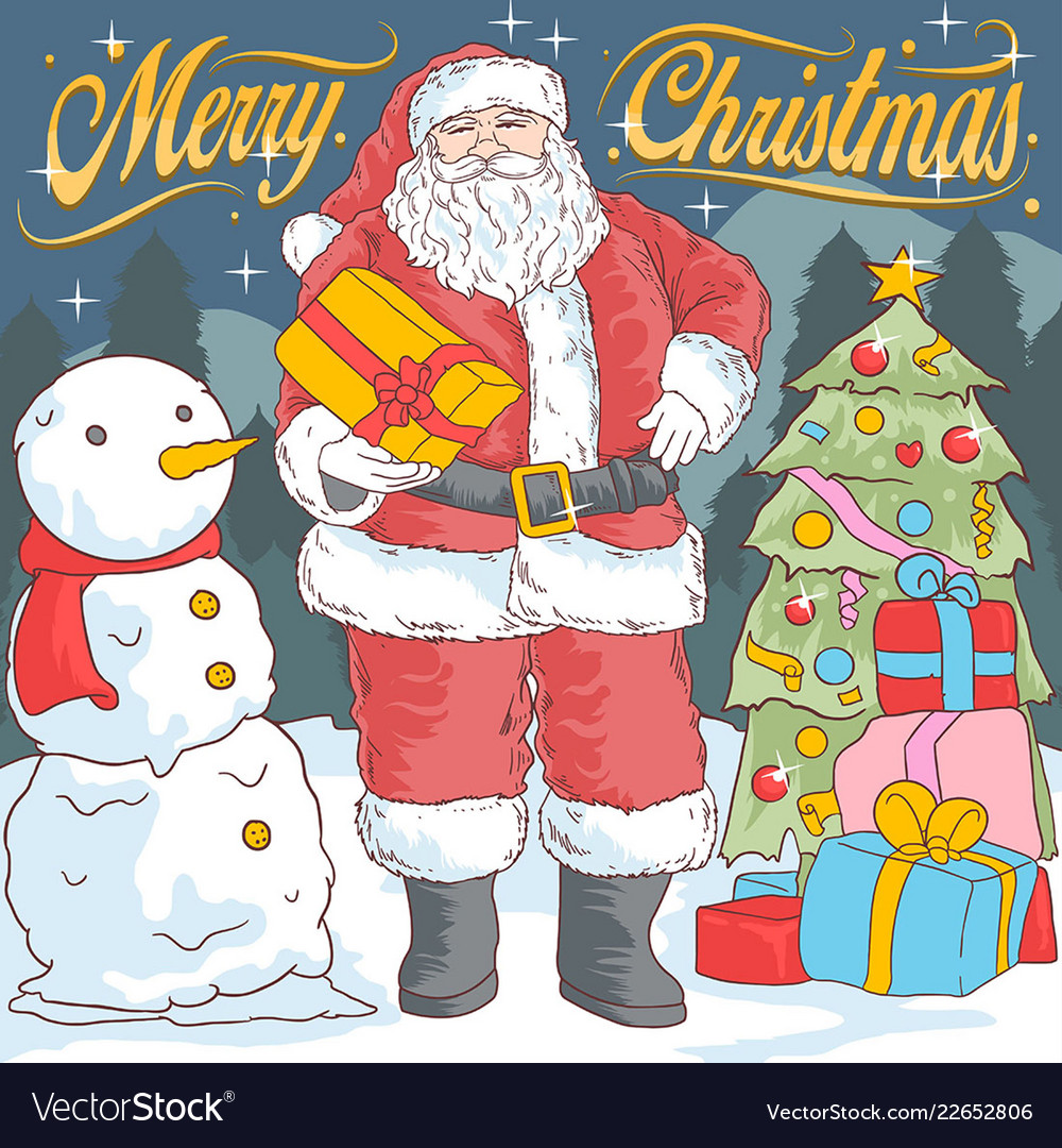 Santa Claus And Snow Ball Royalty Free Vector Image