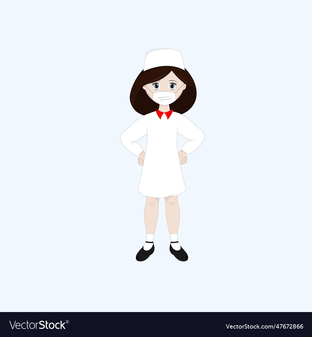 A Nurse In White Dress And Medical Mask Royalty Free Vector