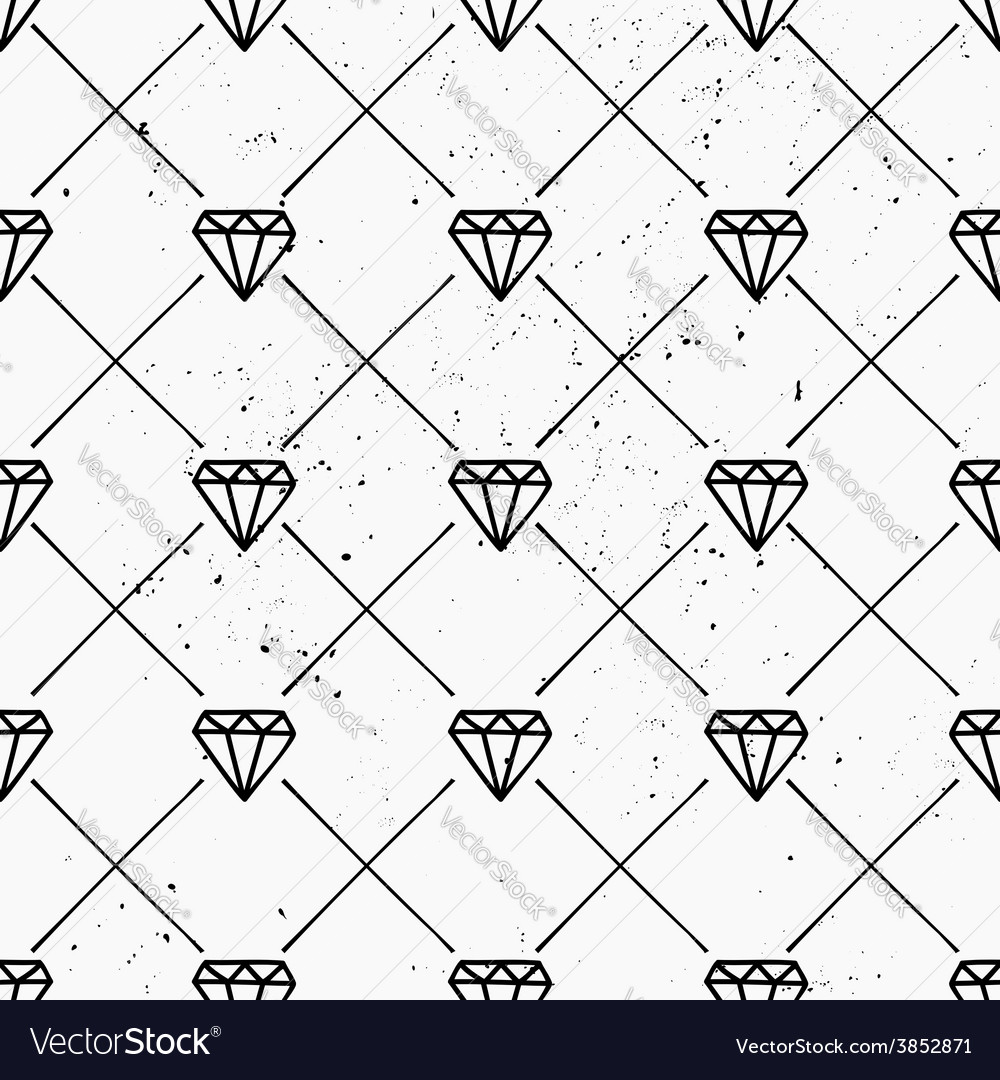 Hand Drawn Diamonds Abstract Seamless Pattern Vector Image