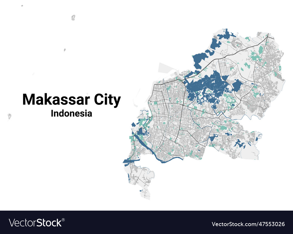 Makassar Map Detailed Map Of City Royalty Free Vector Image