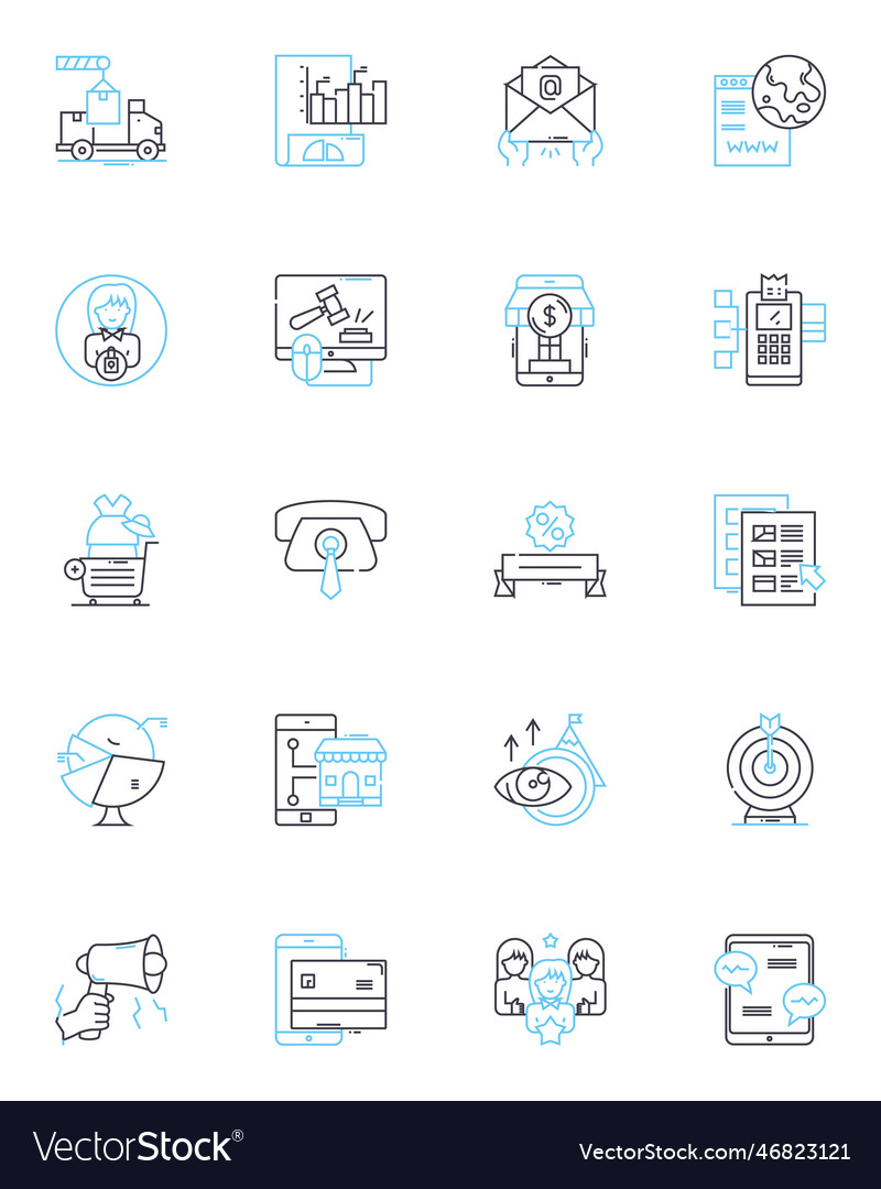 Online Selling Linear Icons Set E Commerce Vector Image