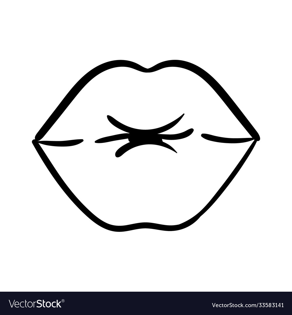 Sexi Mouth Pop Art Line Style Icon Royalty Free Vector Image