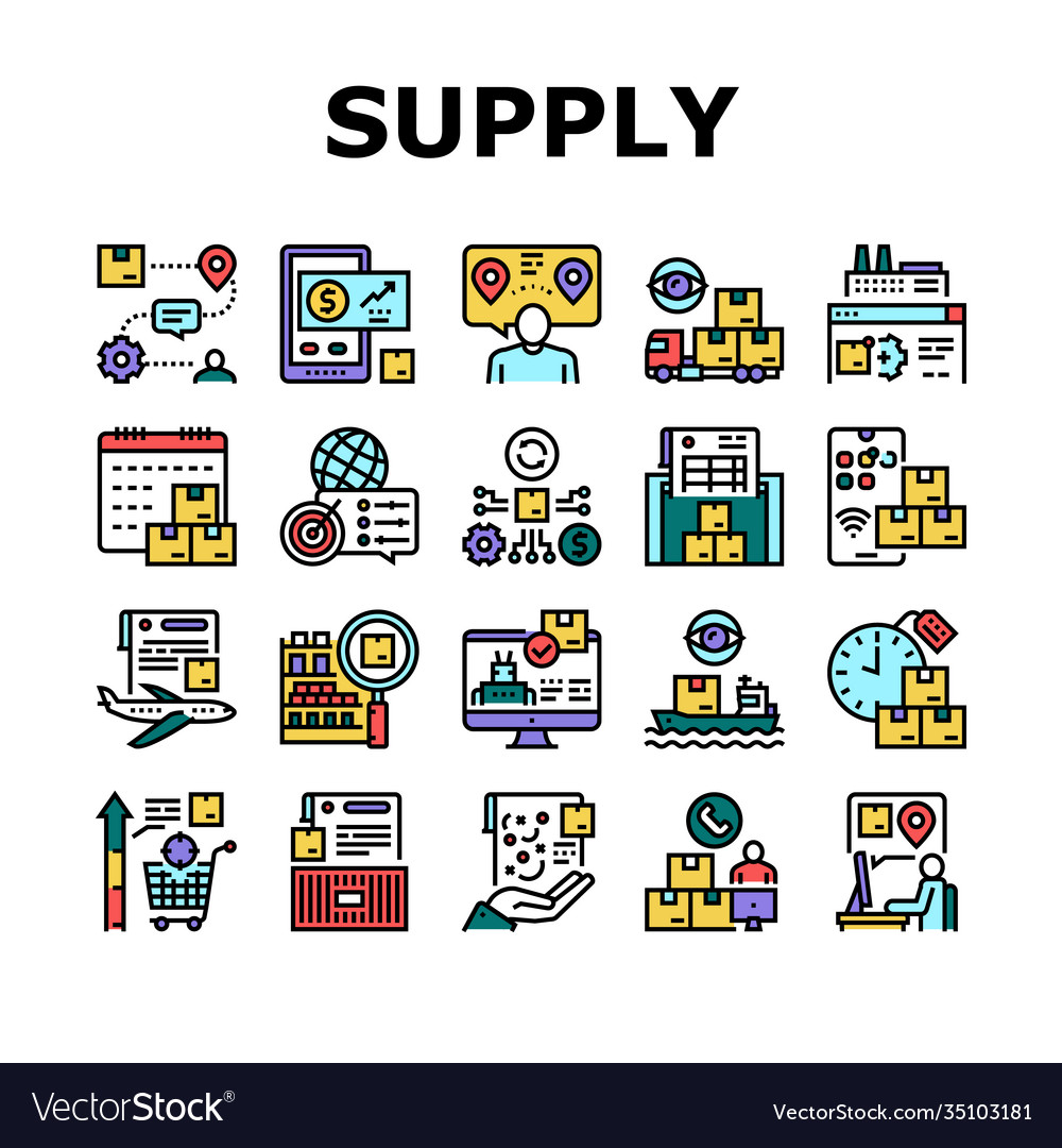 Supply Chain Management System Icons Set Vector Image