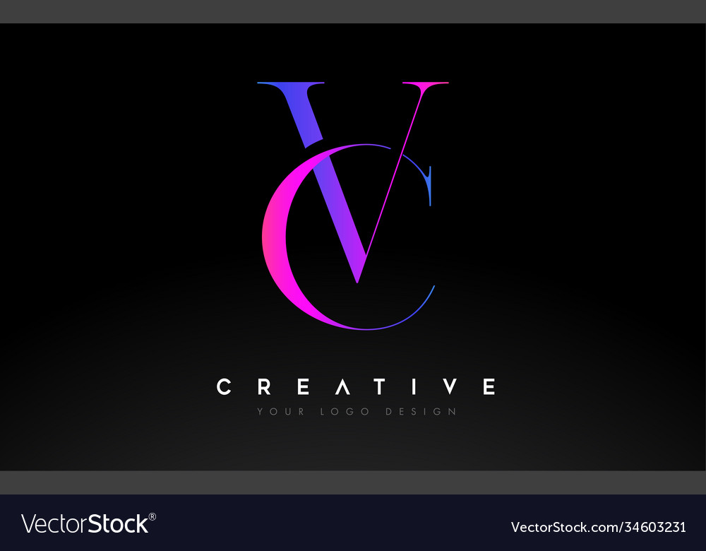 Vc Cv Letter Design Logo Logotype Icon Concept Vector Image