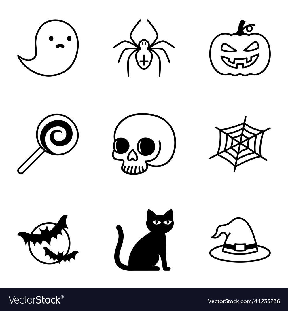 Halloween Icon Set Pictogram Isolated On A White Vector Image