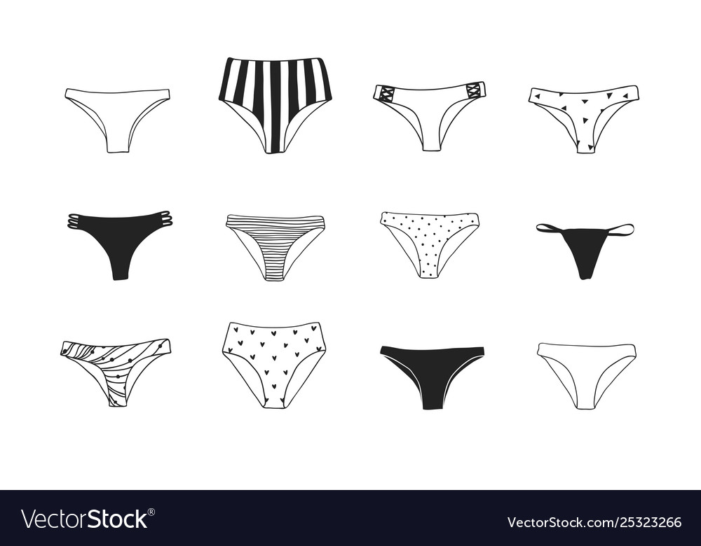 Hand Drawn Summer Bikini Actual Tropical Vector Image