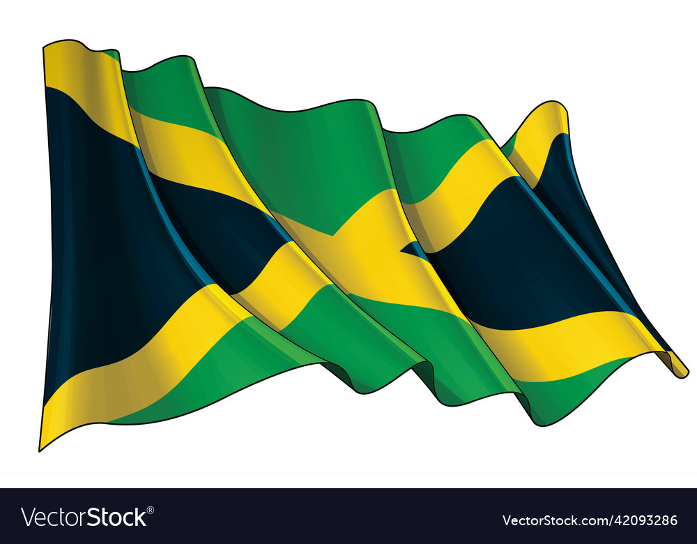 Waving Flag Of Jamaica Royalty Free Vector Image