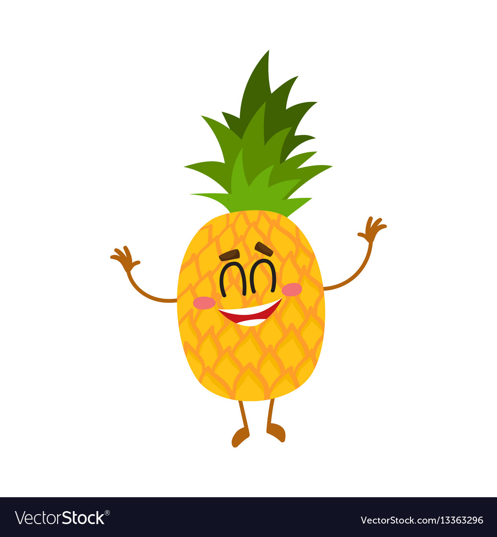 Funny Pineapple Character Standing With Raised Vector Image