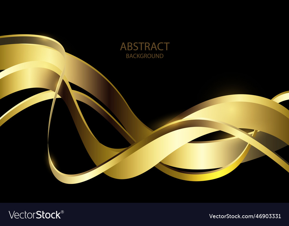 Abstract Gold Lines Wave Curve Shiny Effect Vector Image