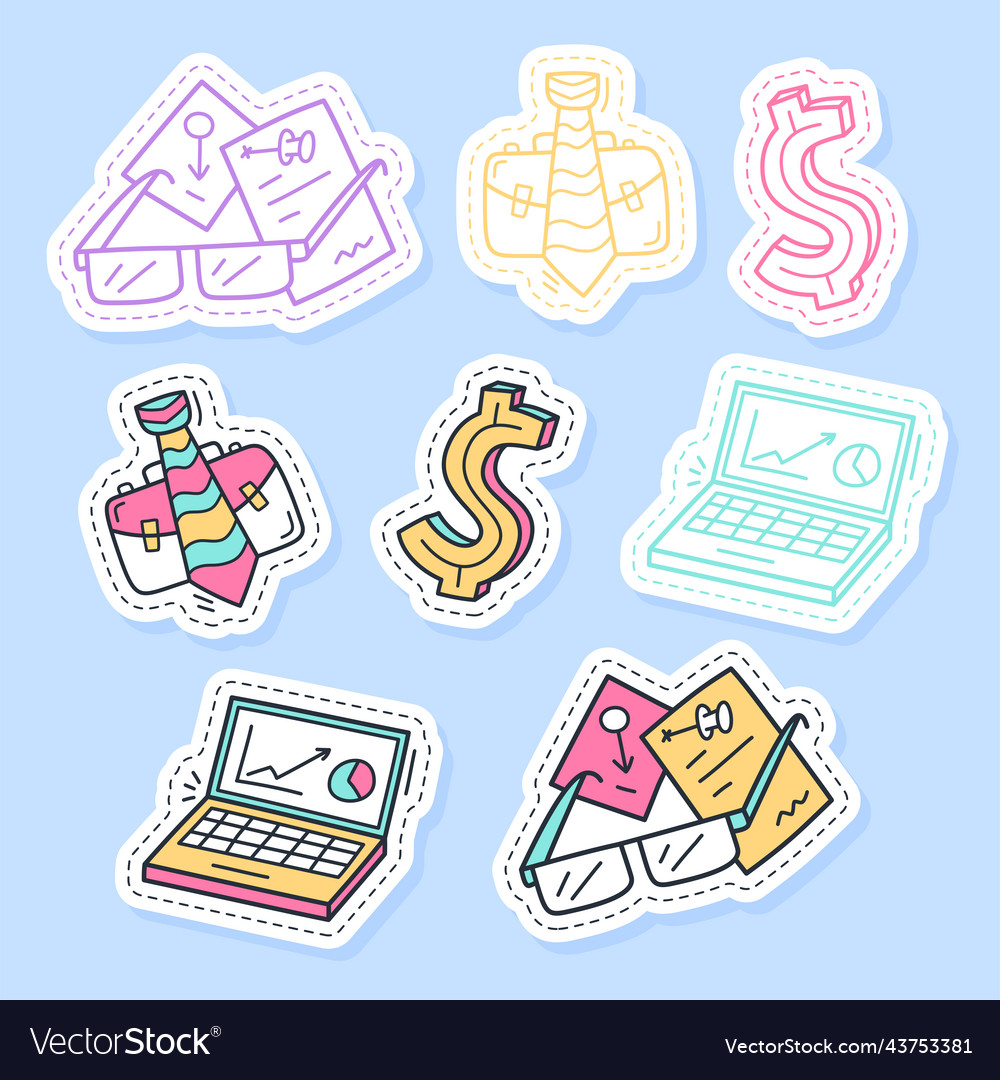 Set Of Business Stickers Pins Patches Royalty Free Vector