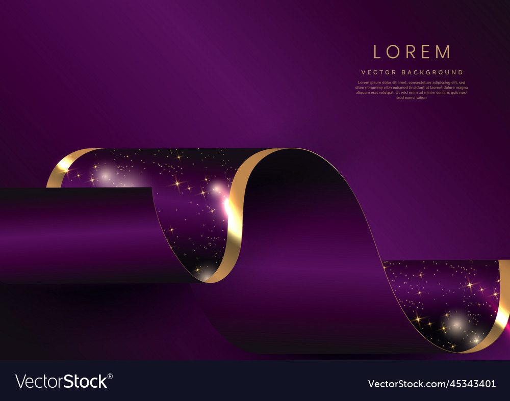 Abstract D Gold Curved Ribbon On Purple Vector Image