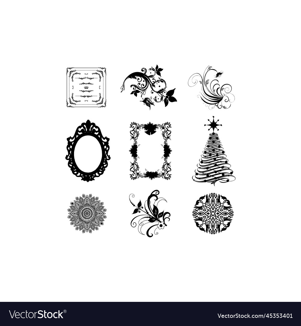 Floral Ornament Luxury Set Design Royalty Free Vector Image