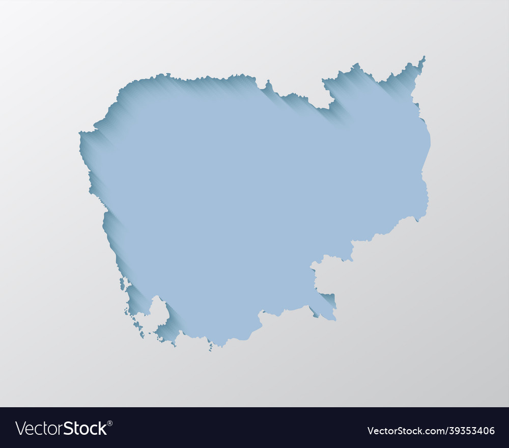 Outline Map Cambodia With Creative Shadow Vector Image