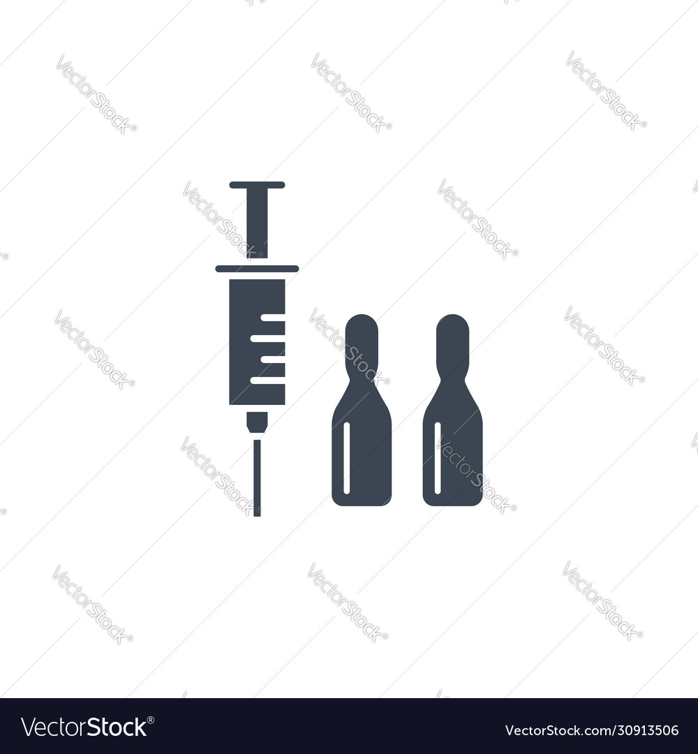 Syringe And Lab Tubes Related Glyph Icon Vector Image