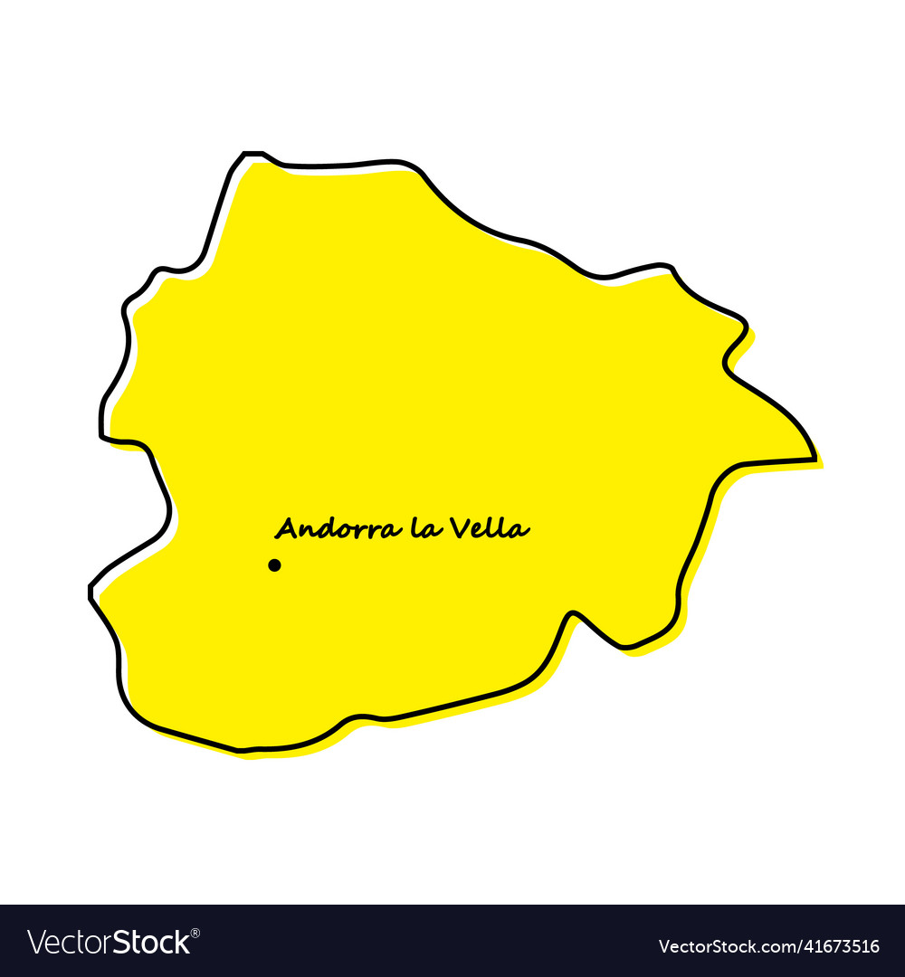 Simple Outline Map Of Andorra With Capital Vector Image