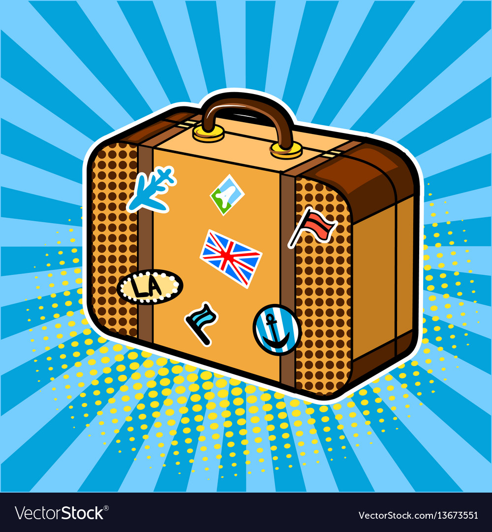 Traveler Suitcase Comic Book Style Royalty Free Vector Image