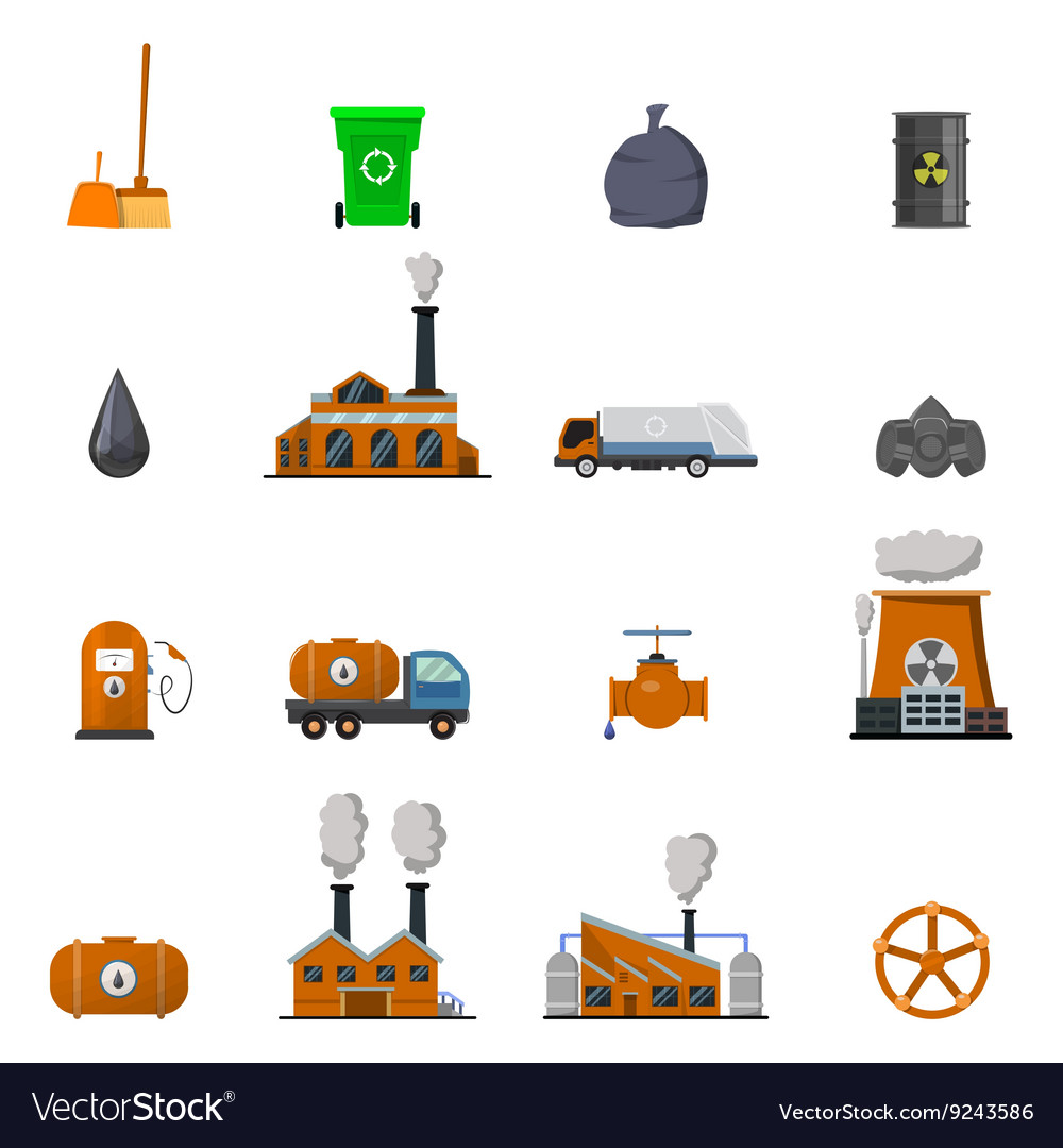 Environmental Pollution Icon Set Royalty Free Vector Image