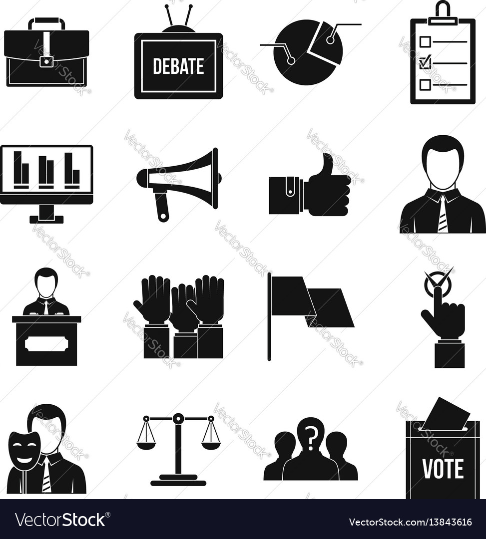 Election Voting Icons Set Simple Style Royalty Free Vector