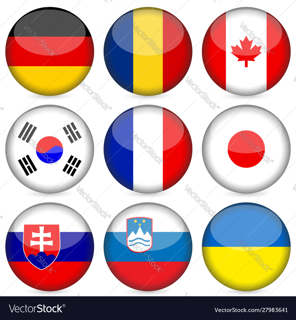 National Flag Icon Set 3 Royalty Free Vector Image