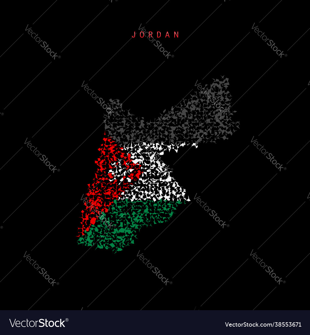 Jordan Flag Map Chaotic Particles Pattern Vector Image