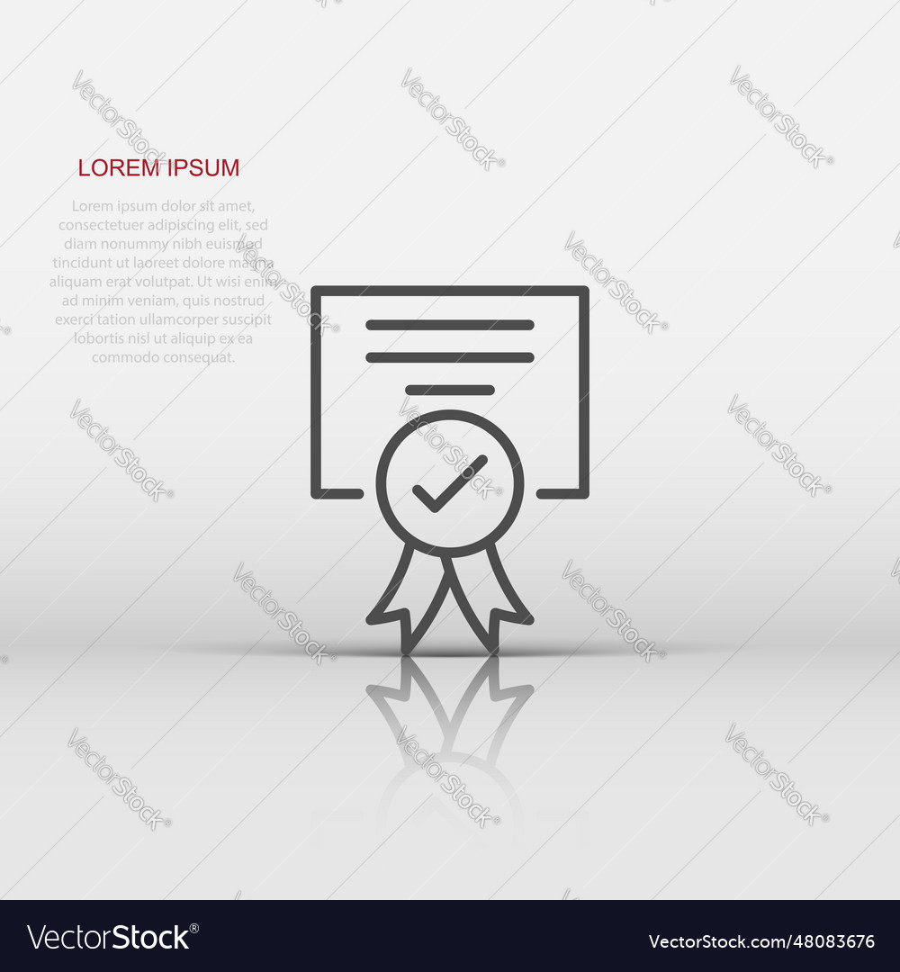 Approve Certificate Icon In Flat Style Document Vector Image