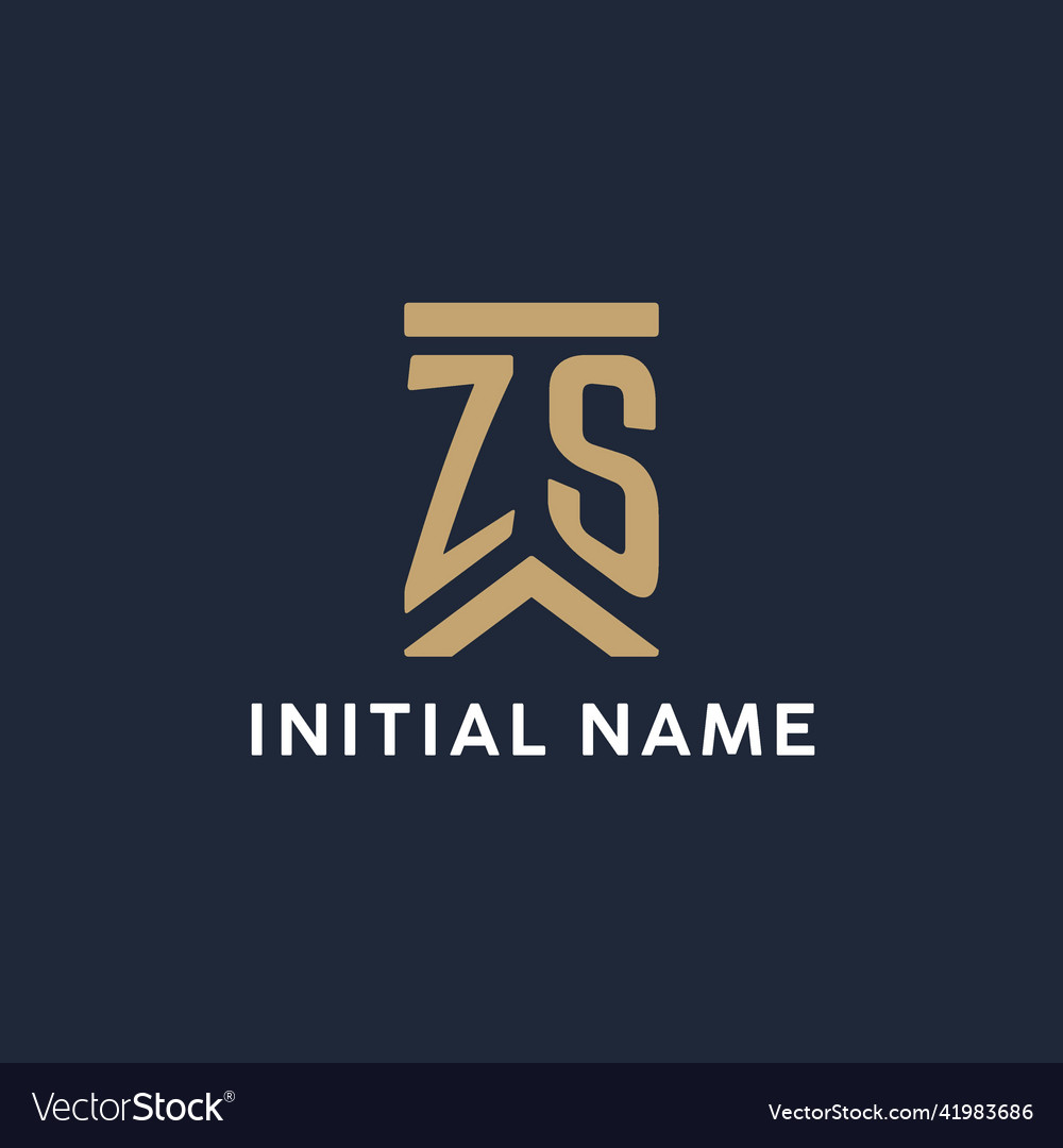 Zs Initial Monogram Logo Design In A Rectangular Vector Image