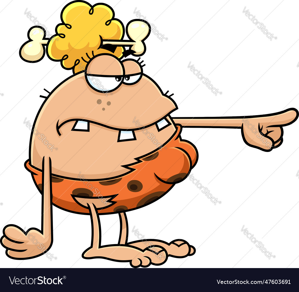 Angry Cavewoman Cartoon Character Pointing Vector Image