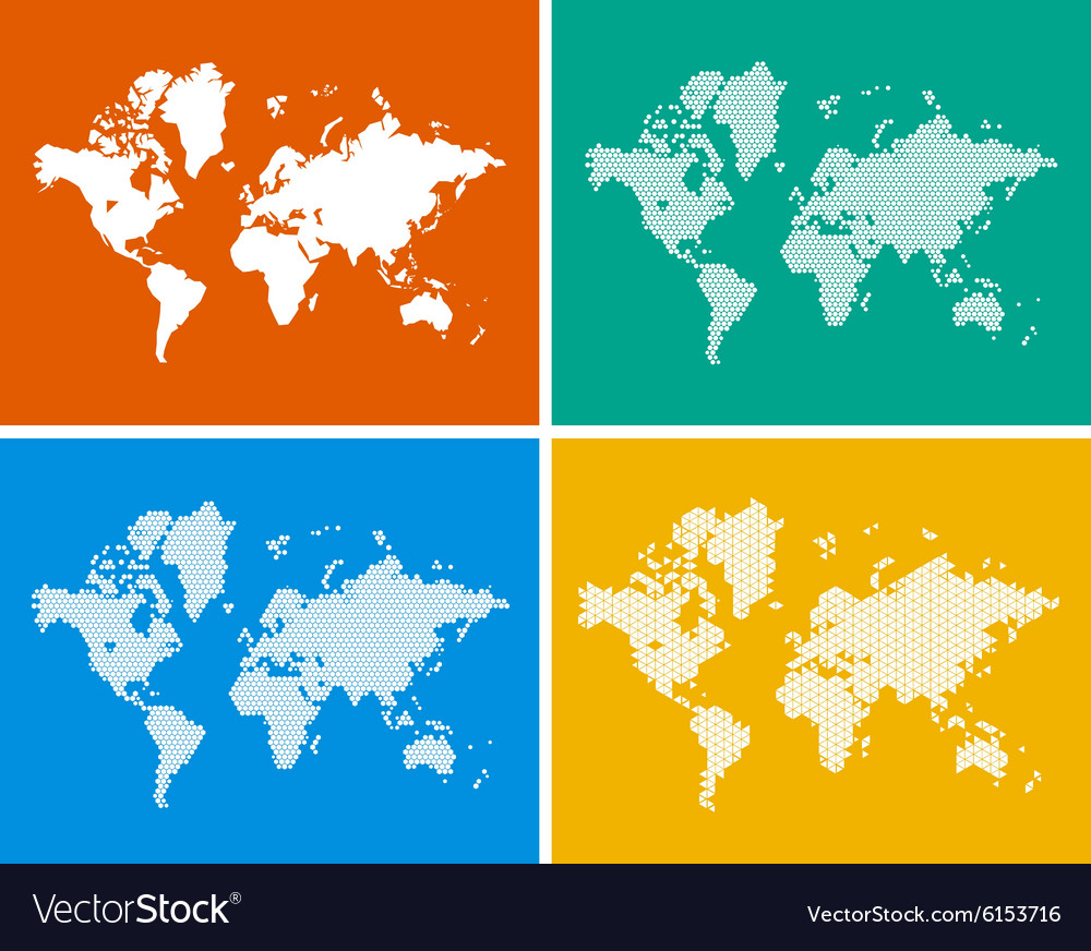 World Map In 4 Styles Royalty Free Vector Image