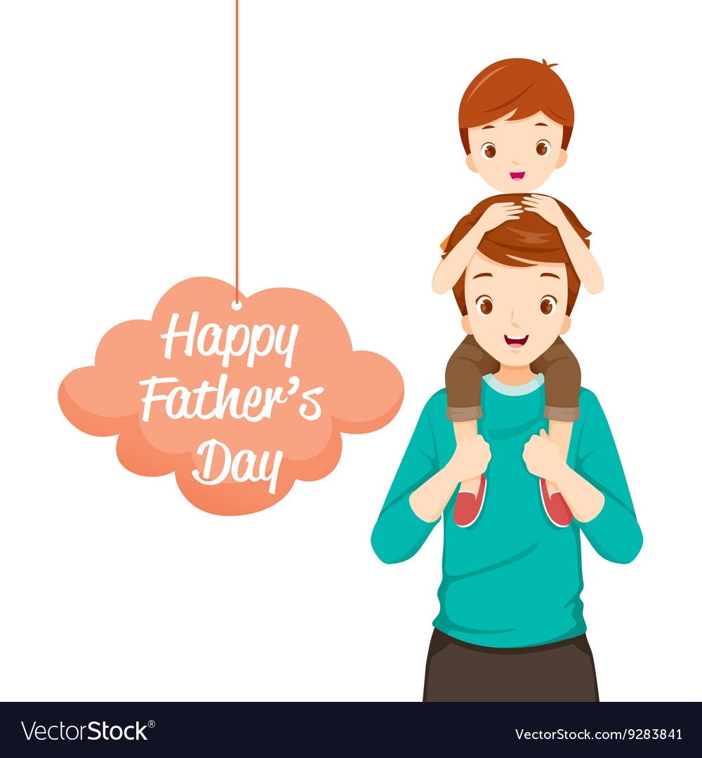 Father Carrying Son On His Shoulders Royalty Free Vector