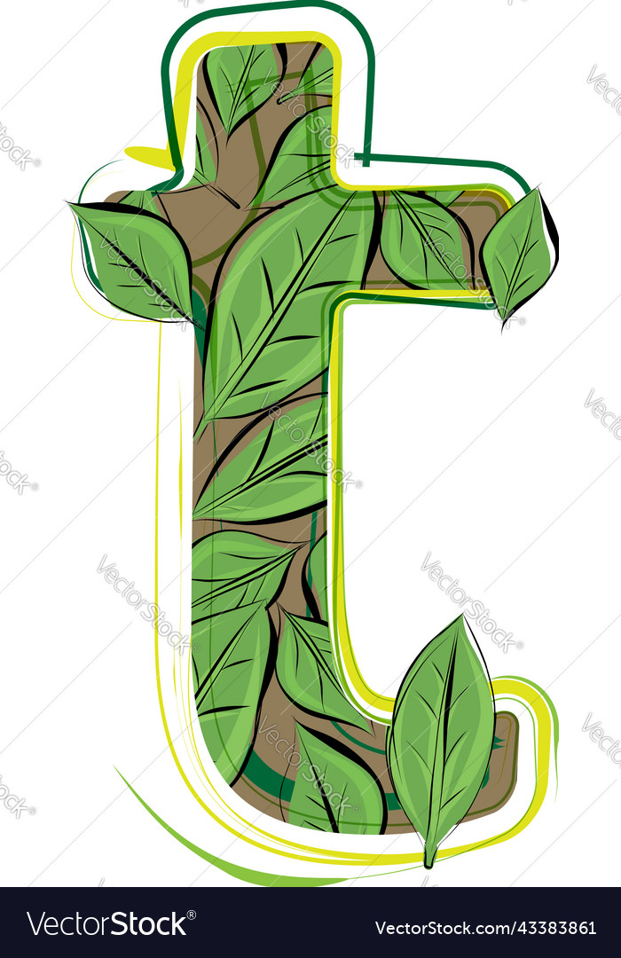 Green Leaf Alphabet Letter Royalty Free Vector Image