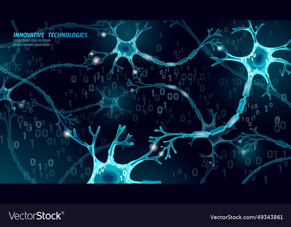 Human Neuron Low Poly Anatomy Concept Artificial Vector Image