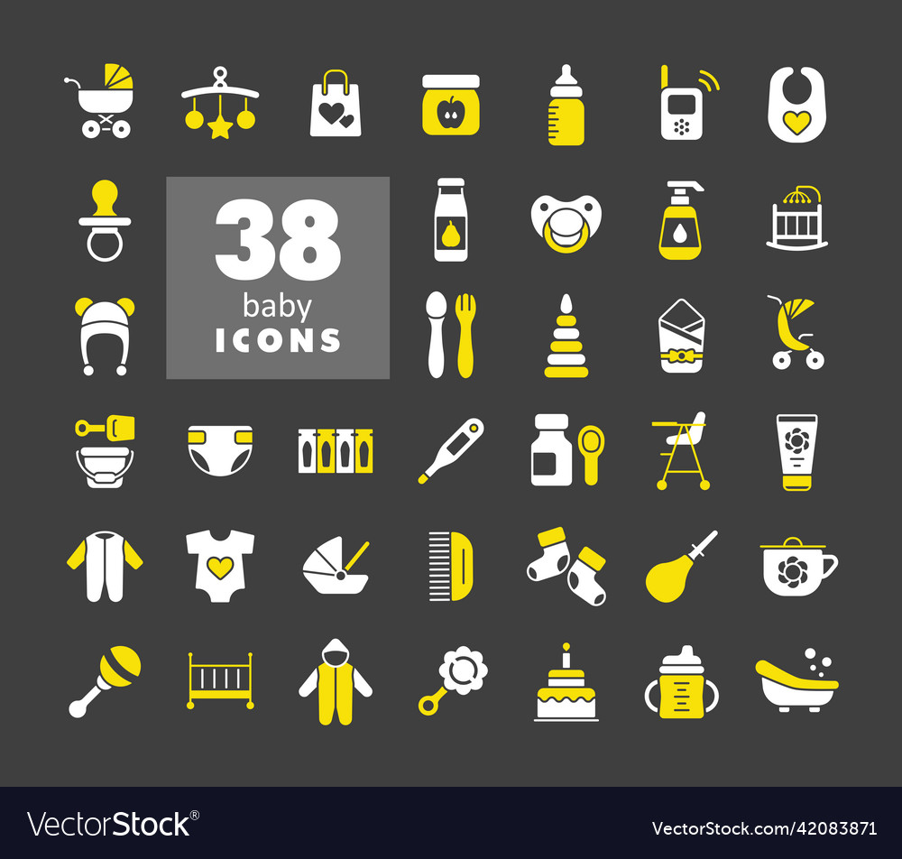 Baby Feeding And Care Glyph Icons Set Graph Vector Image