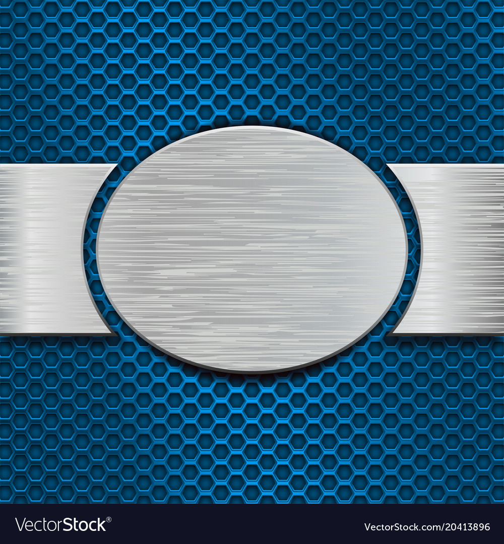 Blue Perforated Background With Metal Brushed Vector Image