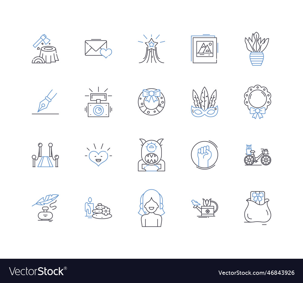 Fun Relax Line Icons Collection Amusement Cheer Vector Image