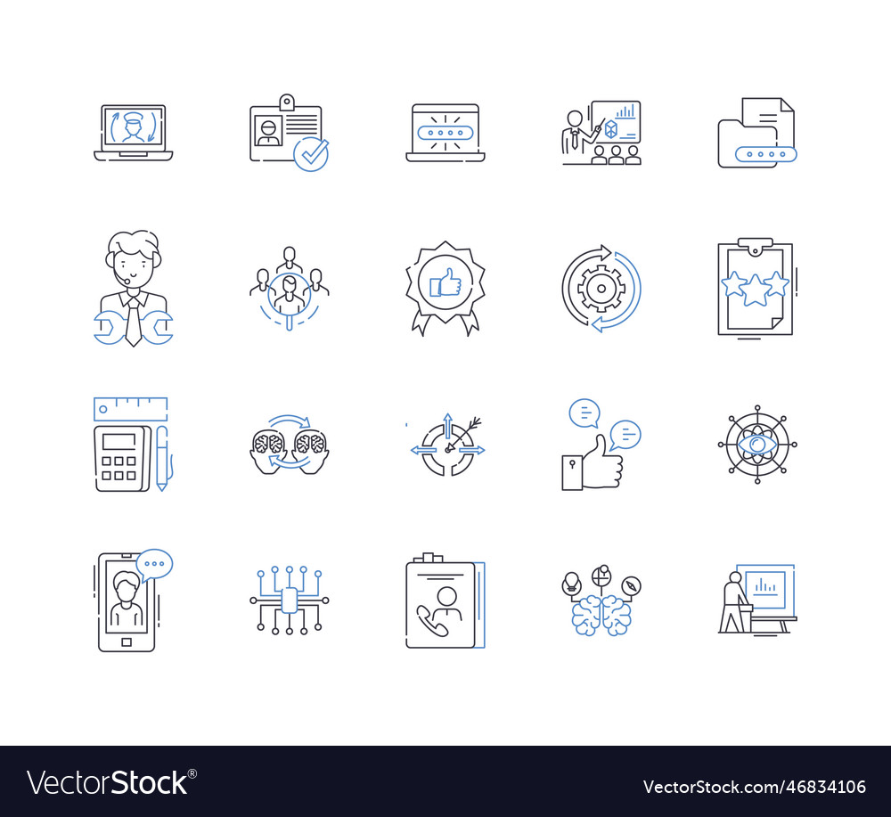 Cooperative Partnership Line Icons Collection Vector Image