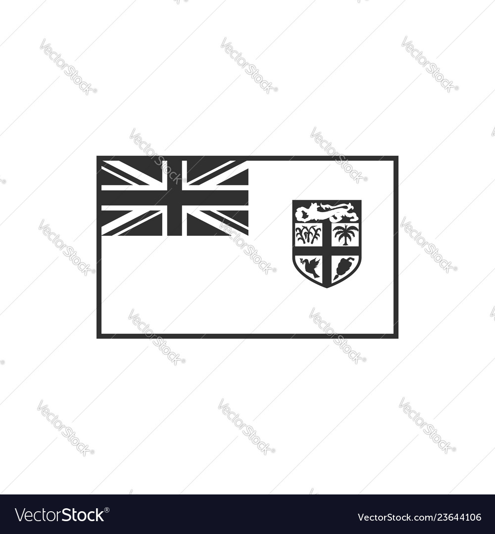 Fiji Flag Icon In Black Outline Flat Design Vector Image