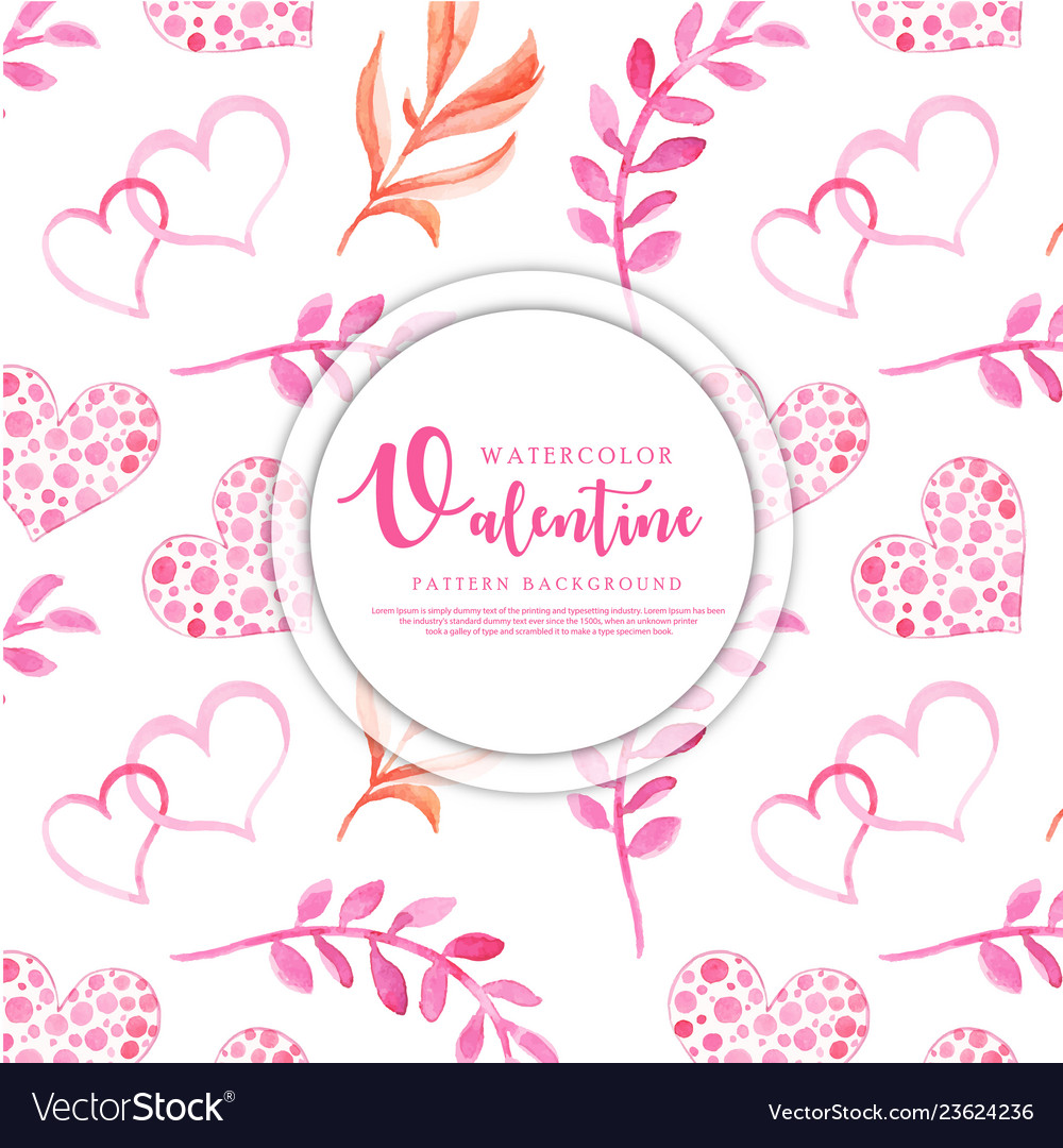 Watercolor Valentine Heart Pattern Royalty Free Vector Image