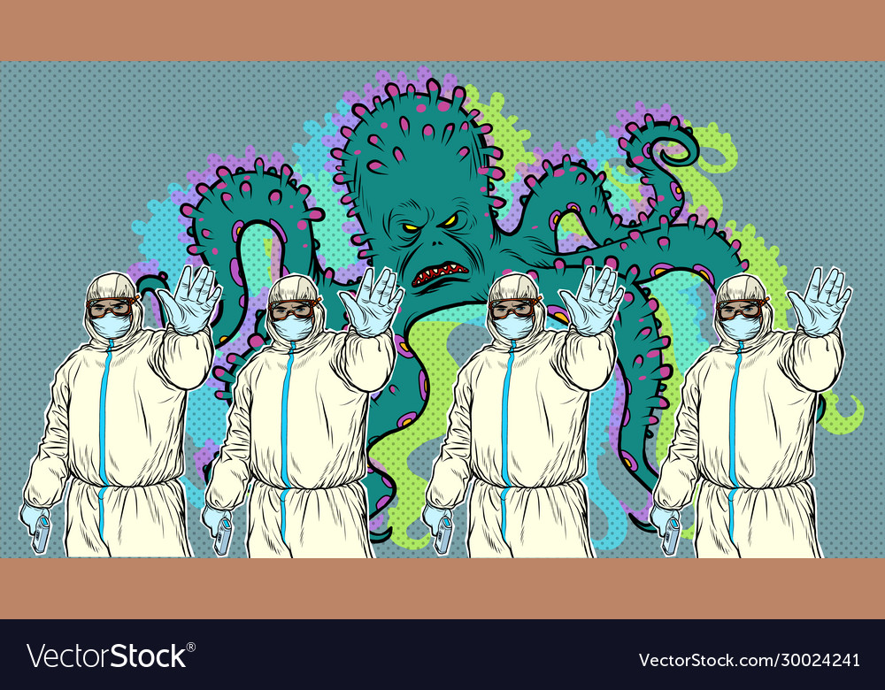 Doctors in suits biosecurity stop epidemic Vector Image