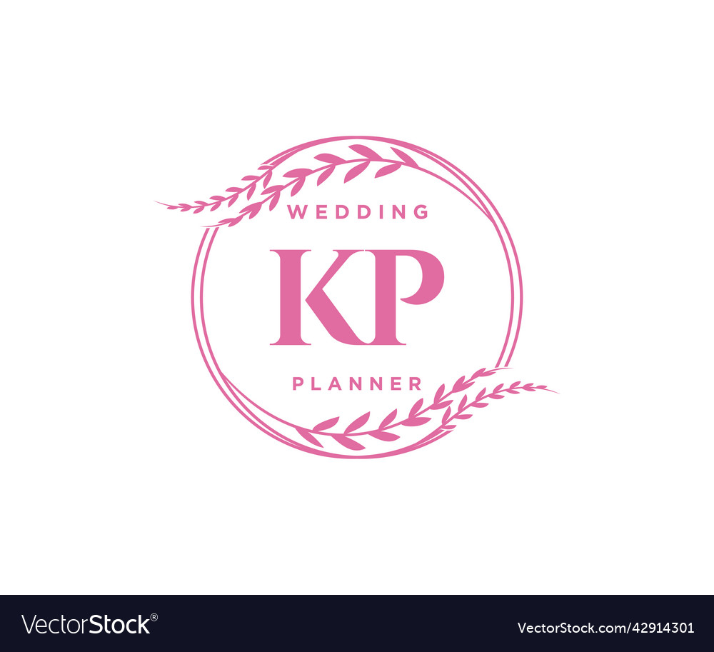 Kp Initials Letter Wedding Monogram Logos Vector Image