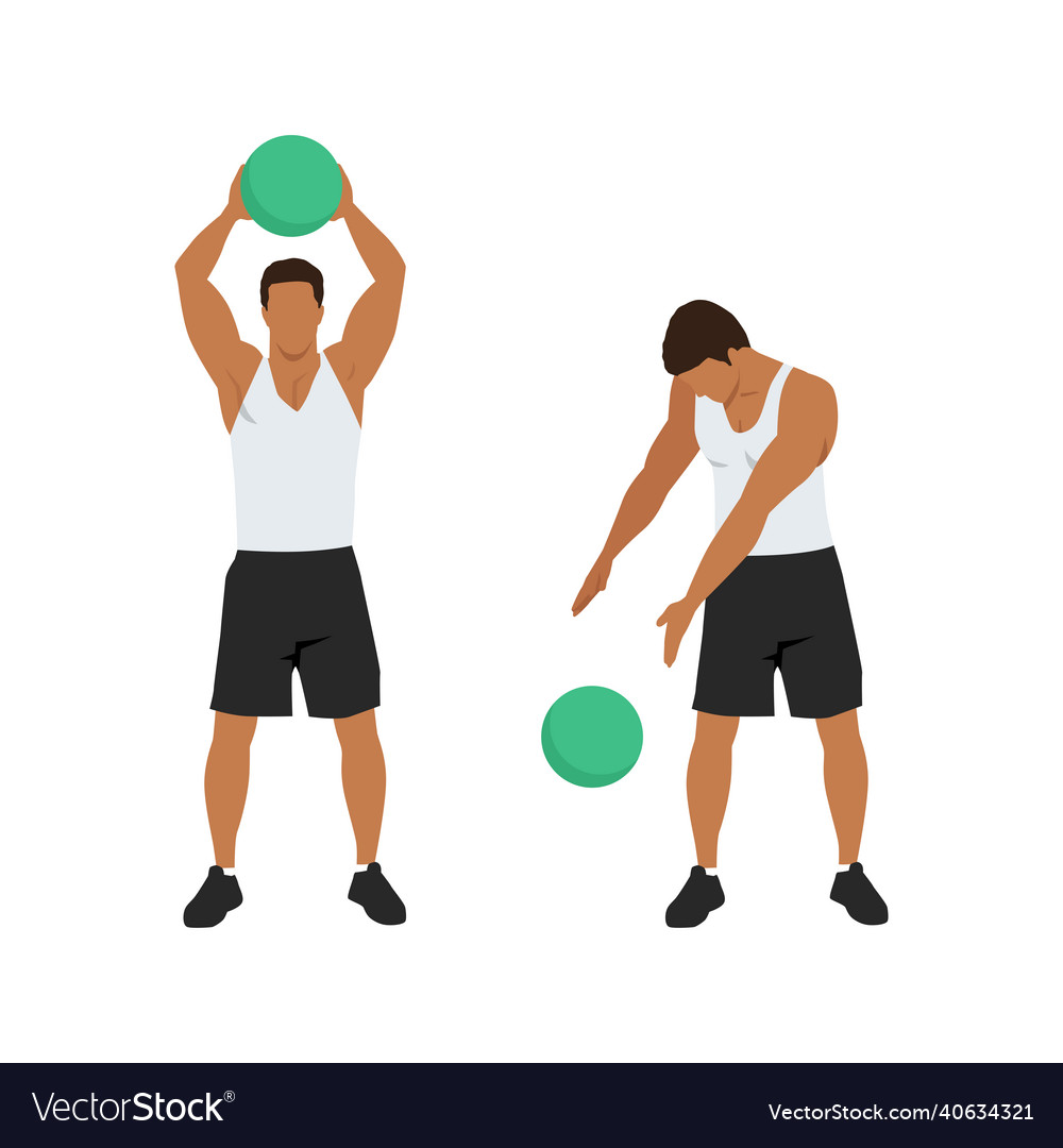 Medicine Ball Alternating Side Slams Exercise Vector Image