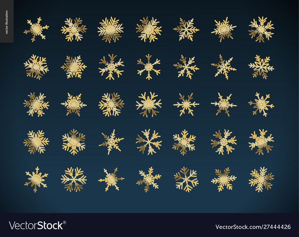 Golden Snowflakes Christmas Greeting Card Vector Image